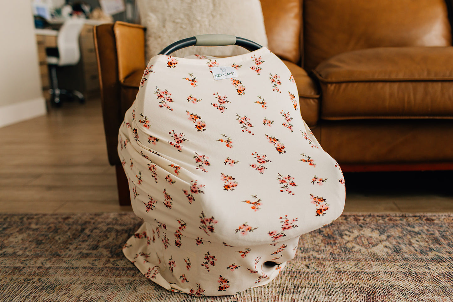 Nursing + Car Seat Cover, Ivory Floral