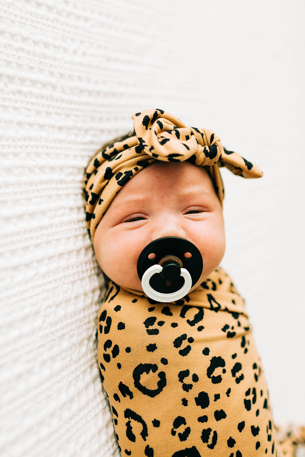 Knot Bow Headband, Camel Leopard