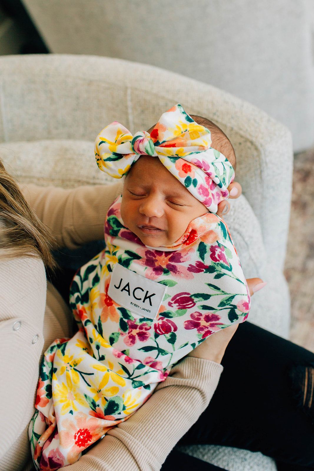 Knot Bow Headband, Spring Floral