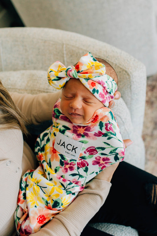 Knot Bow Headband, Spring Floral