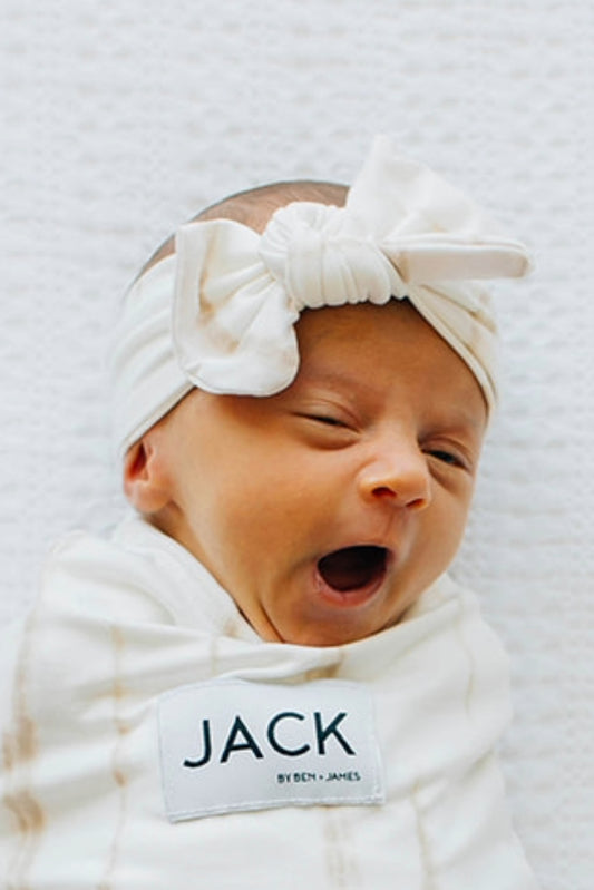 Knot Bow Headband, Ivory Tie Dye