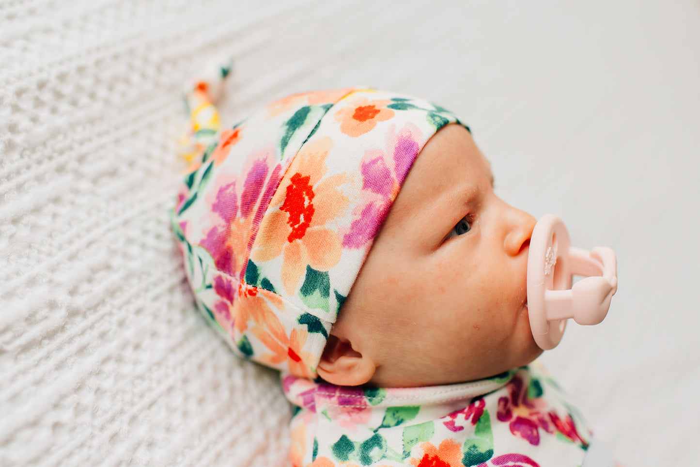 Tie Beanie, Spring Floral