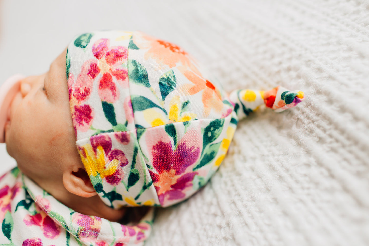 Tie Beanie, Spring Floral