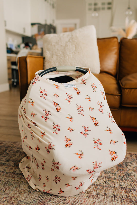 Nursing + Car Seat Cover, Ivory Floral