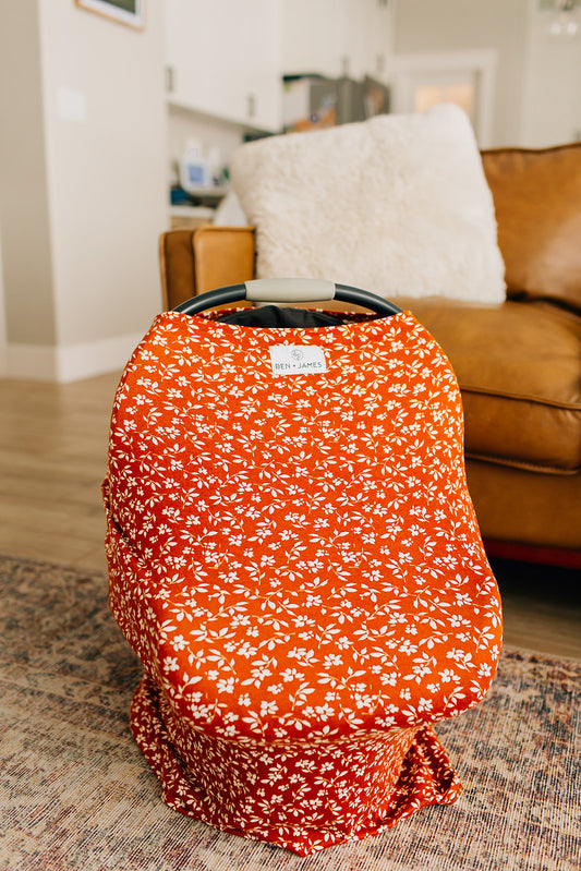 Nursing + Car Seat Cover, Terracotta Floral