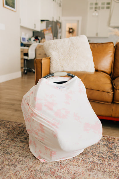 Nursing + Car Seat Cover, Pink and White Tie Dye