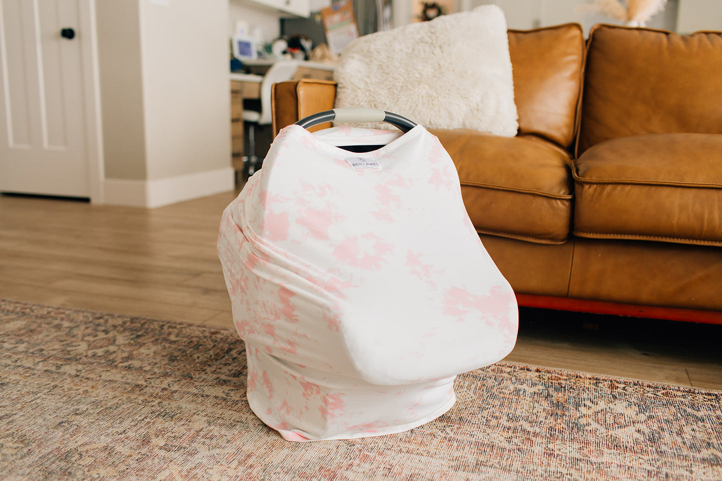 Nursing + Car Seat Cover, Pink and White Tie Dye