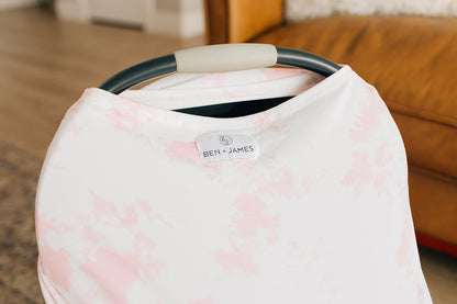 Nursing + Car Seat Cover, Pink and White Tie Dye