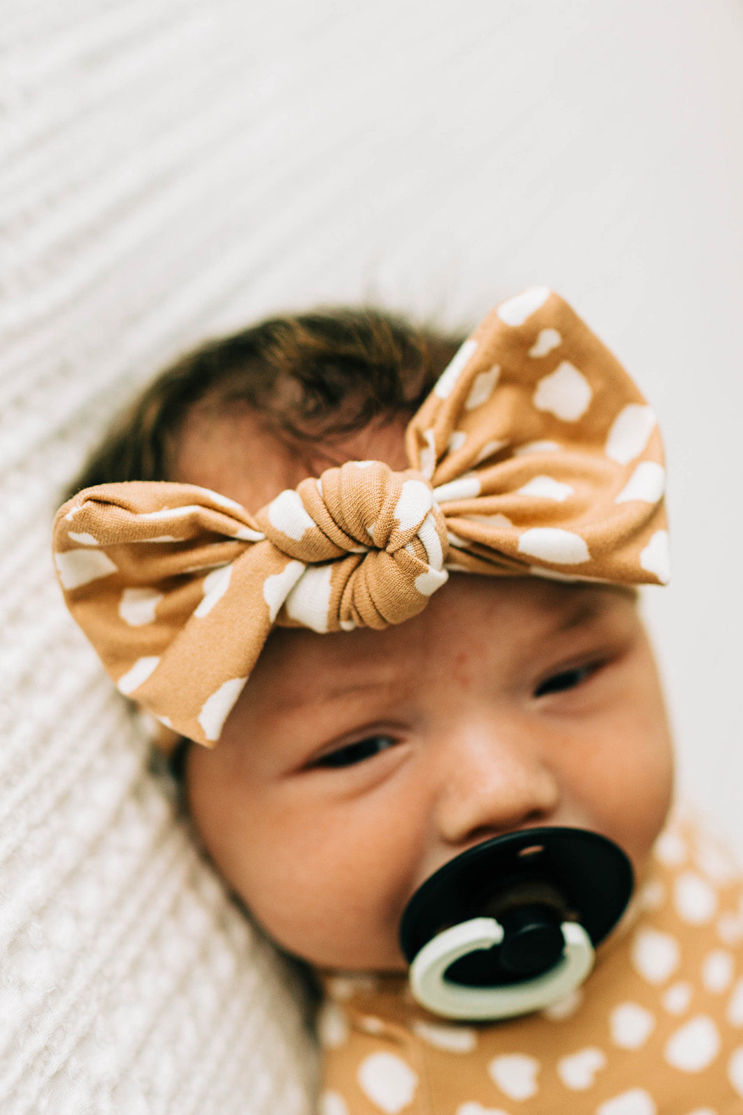 Knot Bow Headband, Spotted Sand