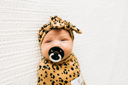 Knot Bow Headband, Camel Leopard