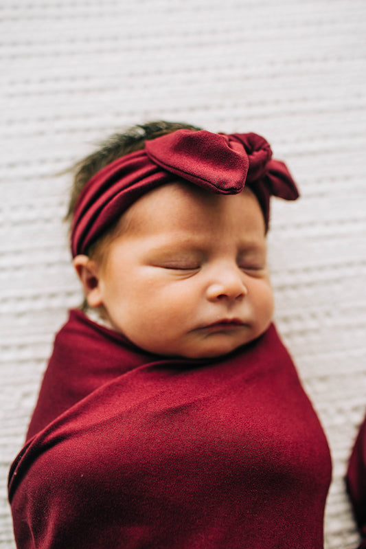 Knot Bow Headband, Red Wine