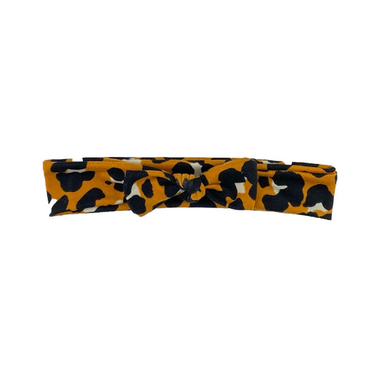 Small Knot Bow Headband, Caramel Leopard